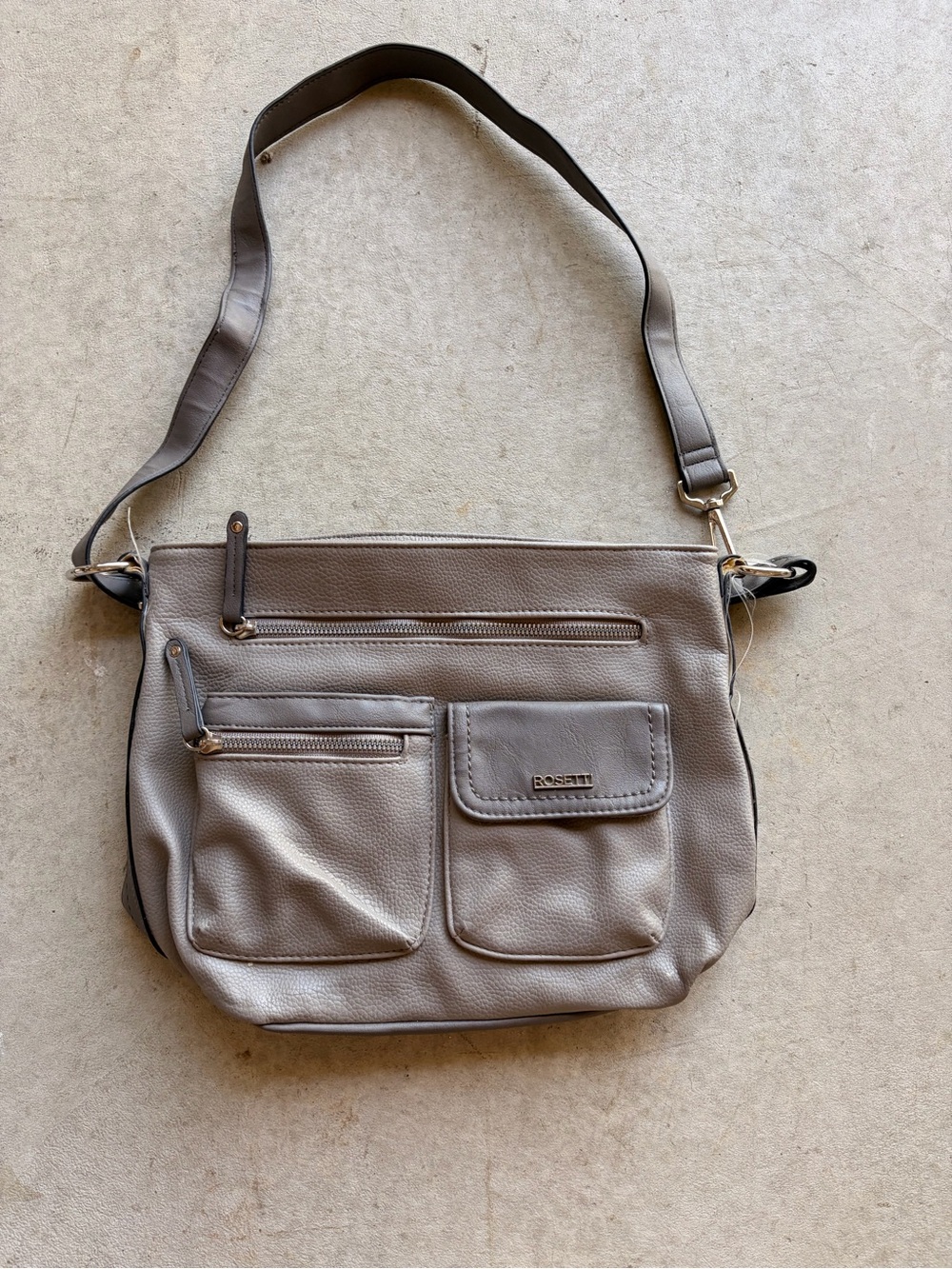 Vintage Rosetti Taupe Handbag with Front Pockets